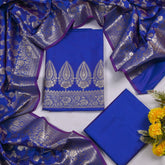 Silk Blue Unstitched Suit